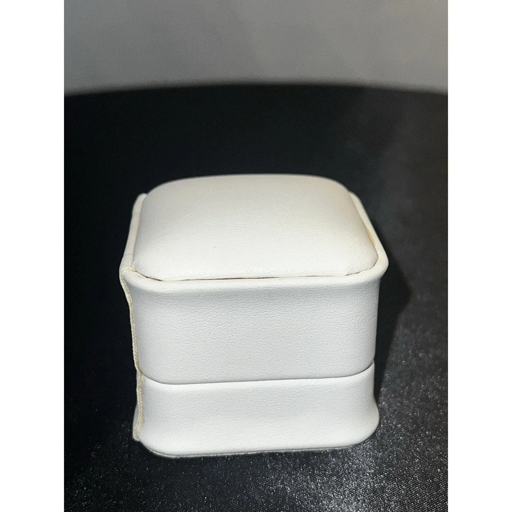 Brand new White Faux Leather Earring Gift Box – Hinged Presentation Box